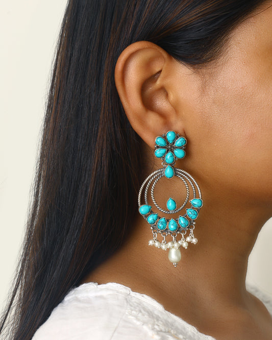 Bohemian Turquoise Hoop Drops