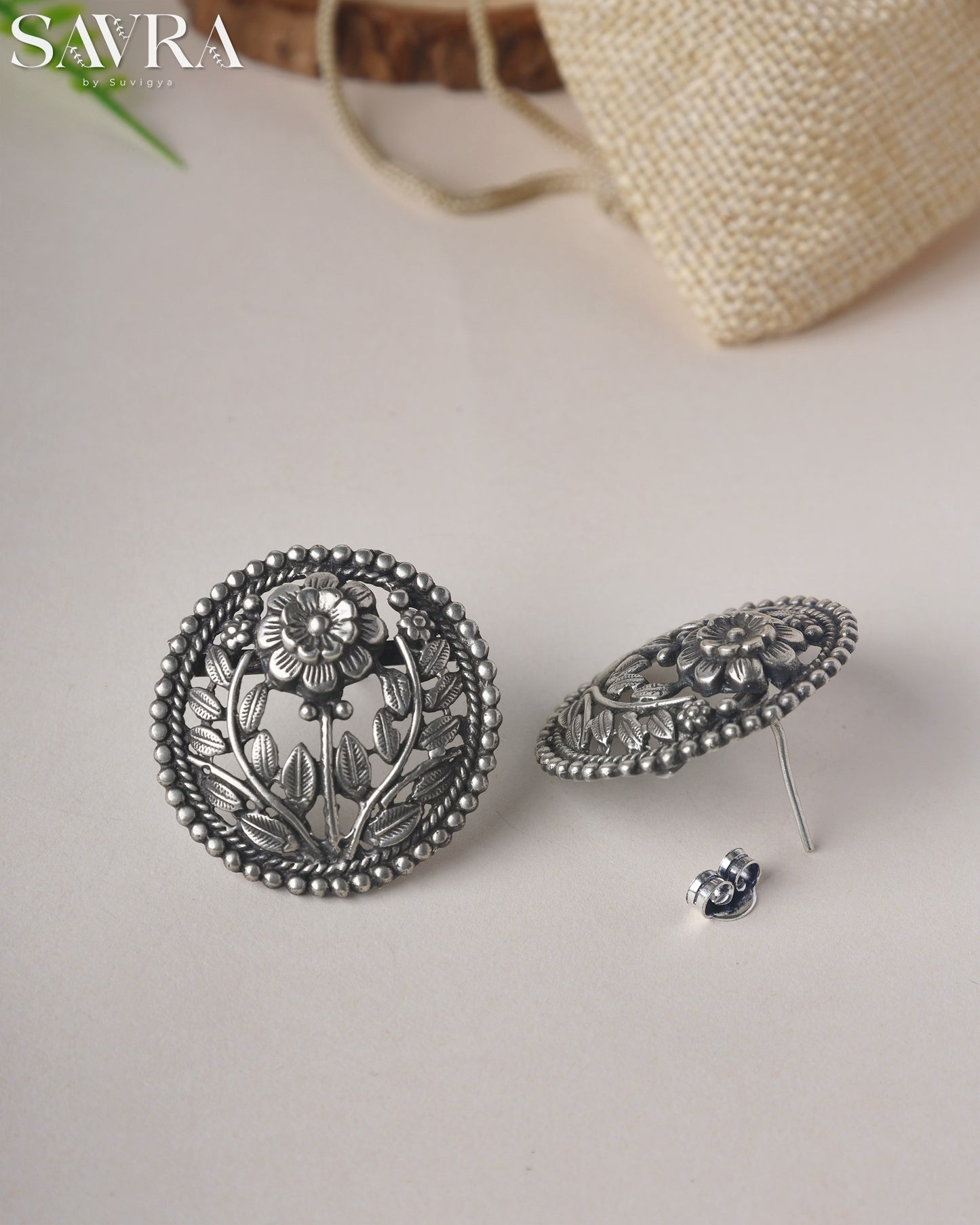 Ornate Floral Wreath Studs