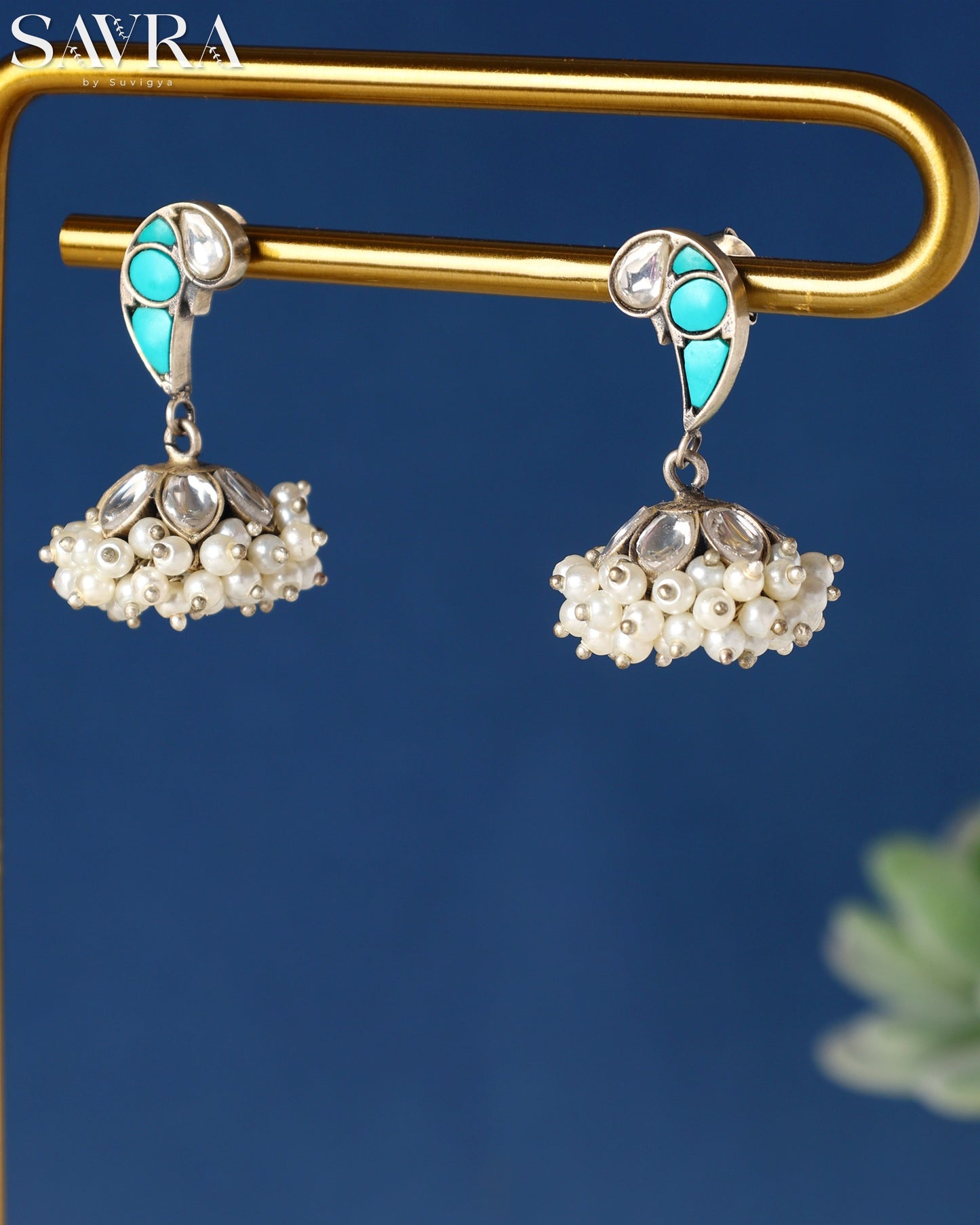 Turquoise Pear Jhumka Drops