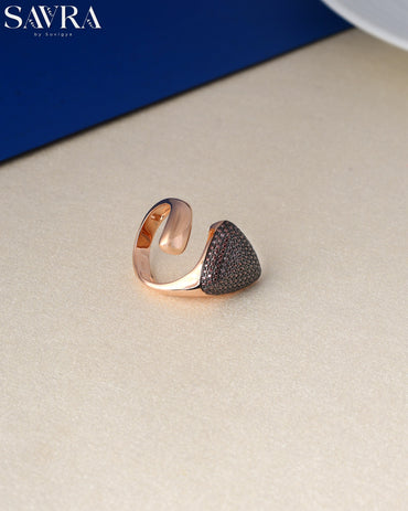 Rose Gold Pave Triangle Ring