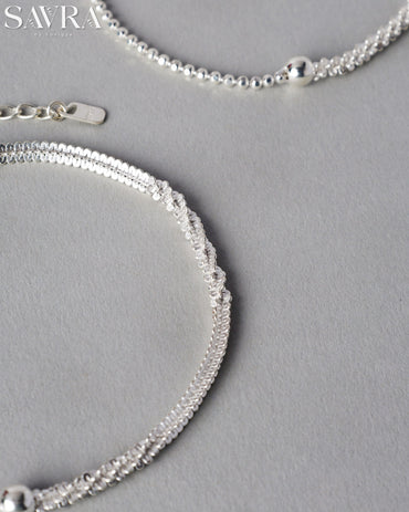 Sparkling Dainty Silver Anklets