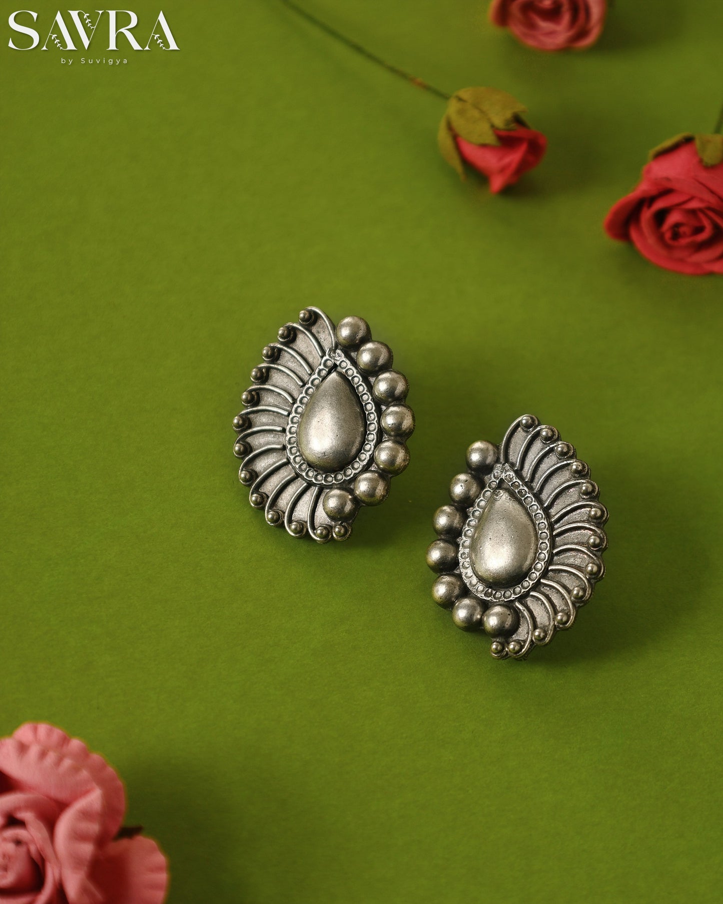 Meenakari Floral Pearl Studs