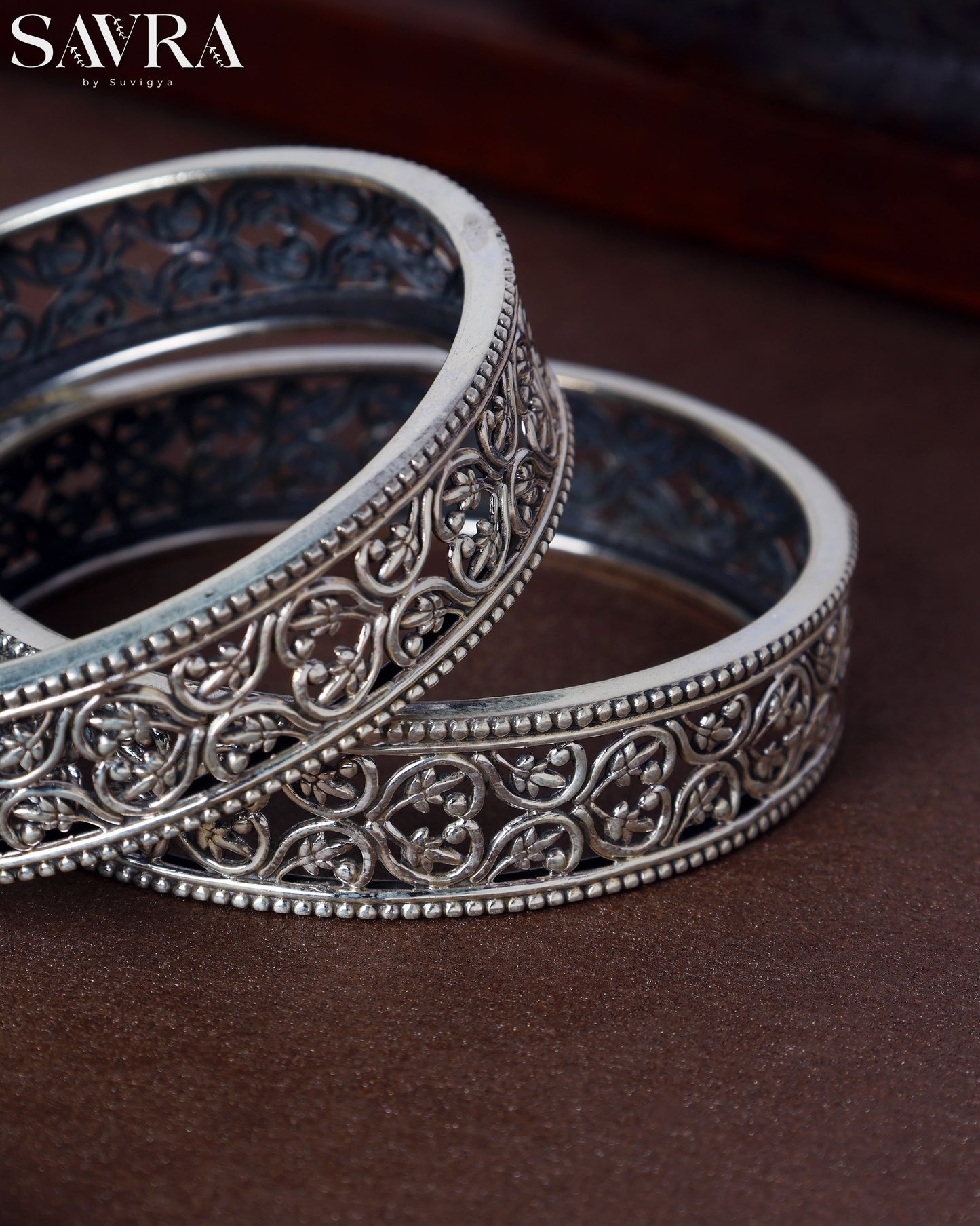 Intricate Filigree Oxidized Bangles Single Piece
