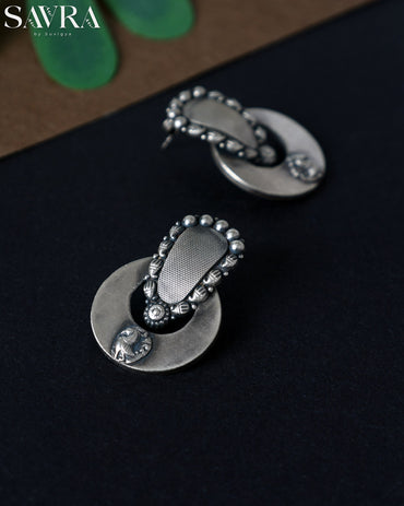 Tribal Silver Disc Drops