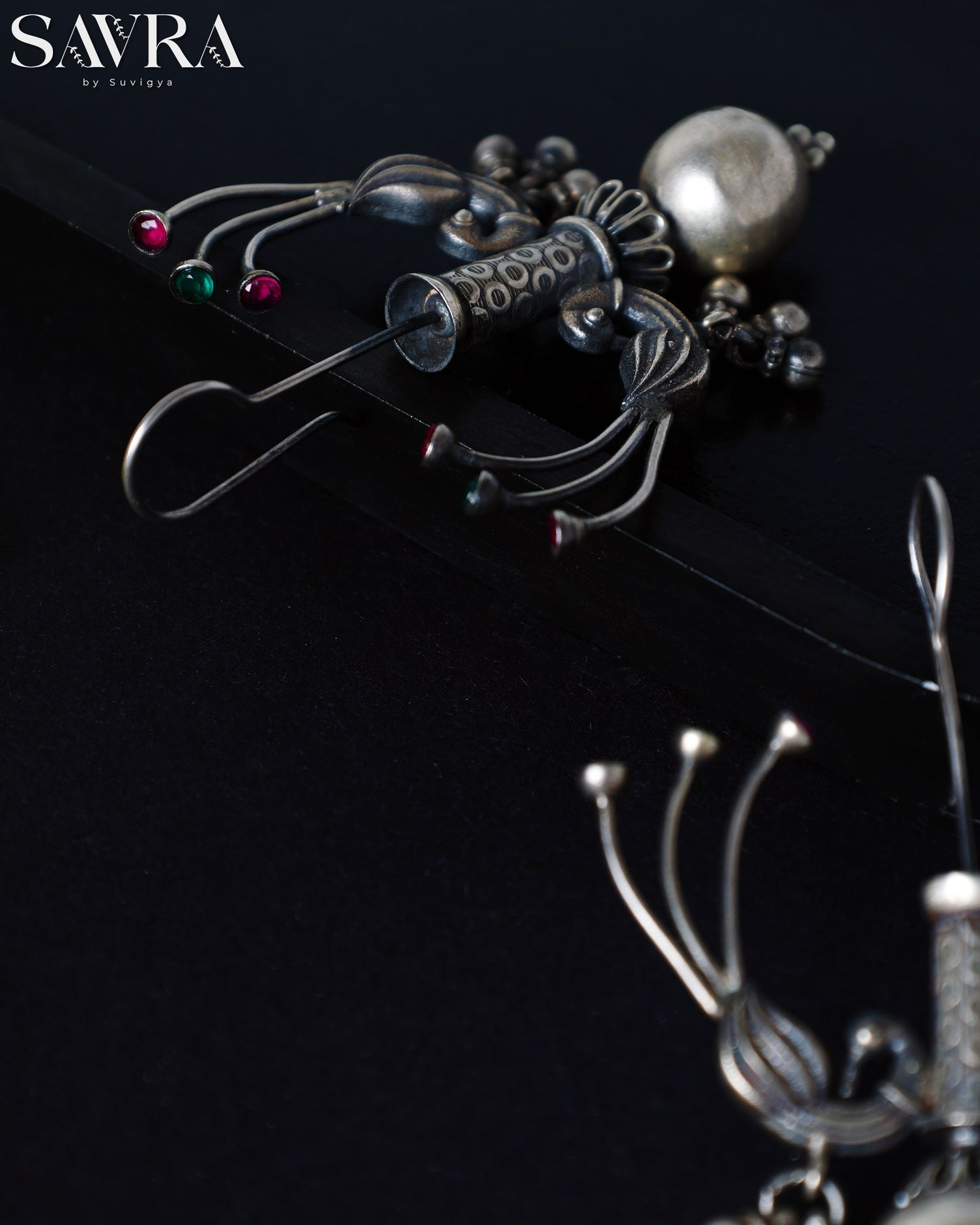 Mayuri Peacock Silver Drops