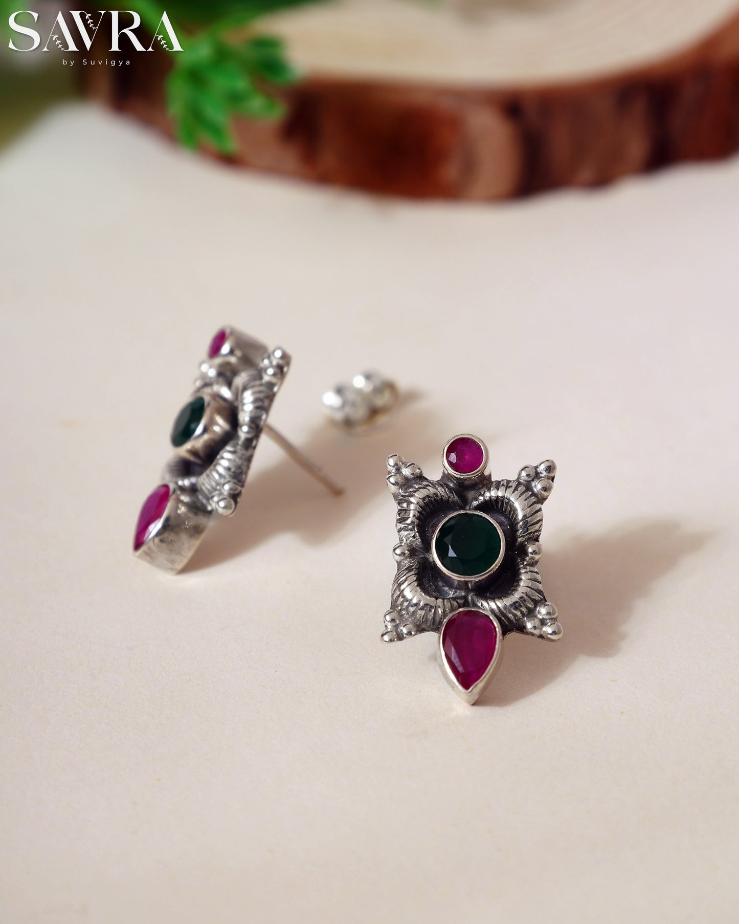 Jeweled Floral Star Studs