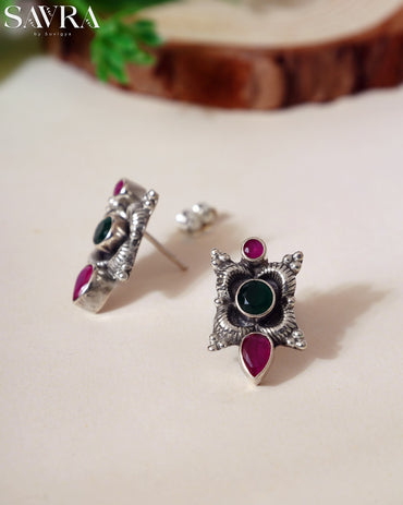 Jeweled Floral Star Studs