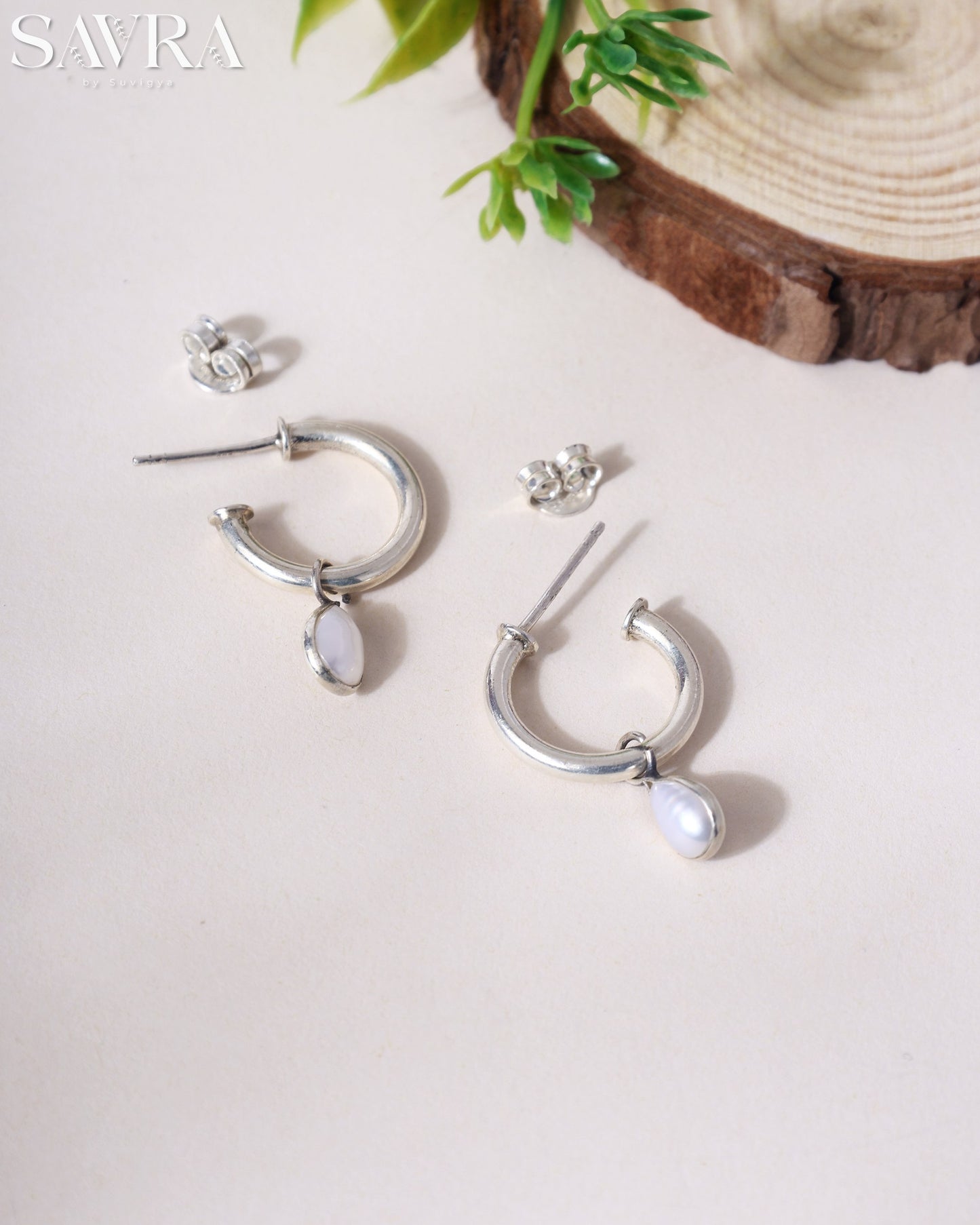 Minimalist Pearl Drop Hoops