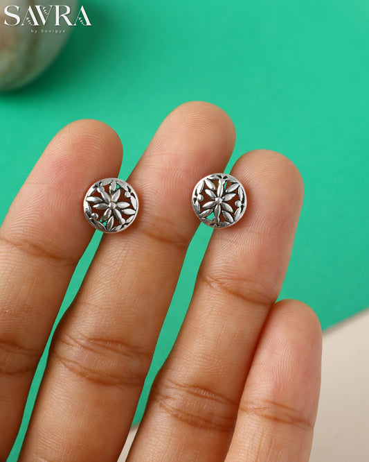 Small Silver Flora Studs