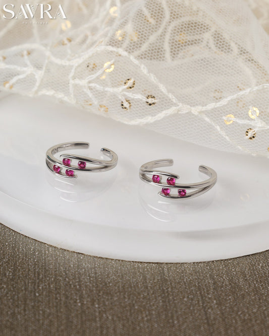 Triple Stone Ruby Band Toe Rings
