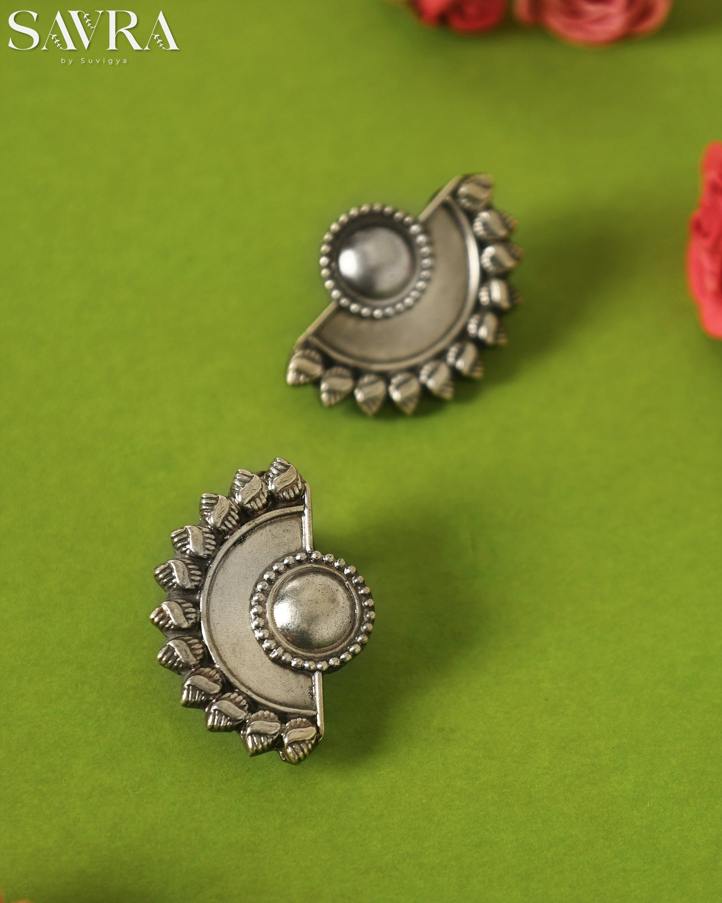 Dual-Tone Flower Pearl Studs