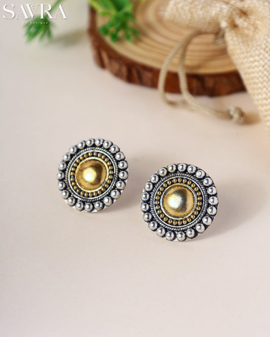 Dual-Tone Golden Button Studs