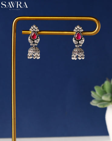 Peacock Ruby Stone Jhumkas