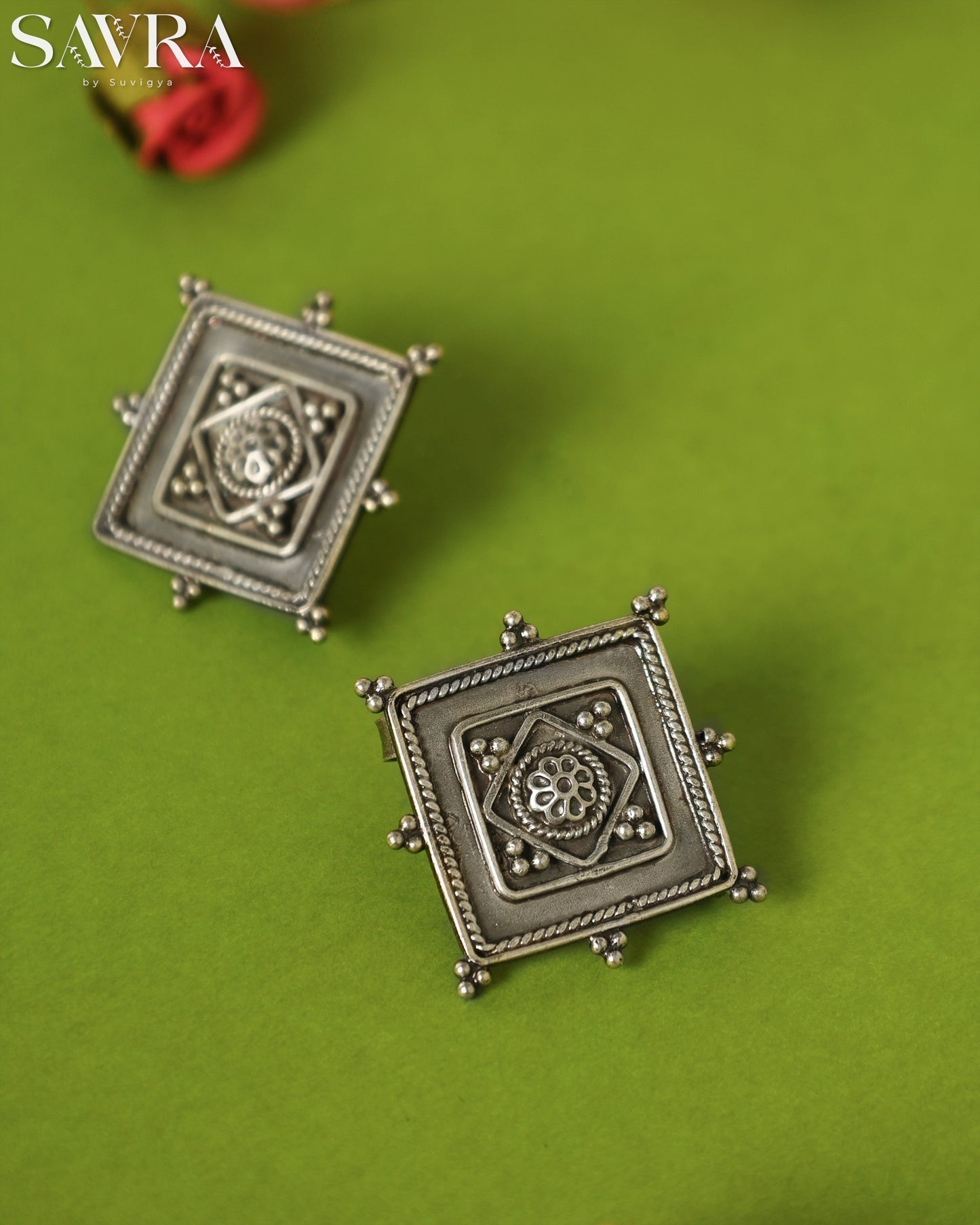 Antique Ruby Teardrop Studs