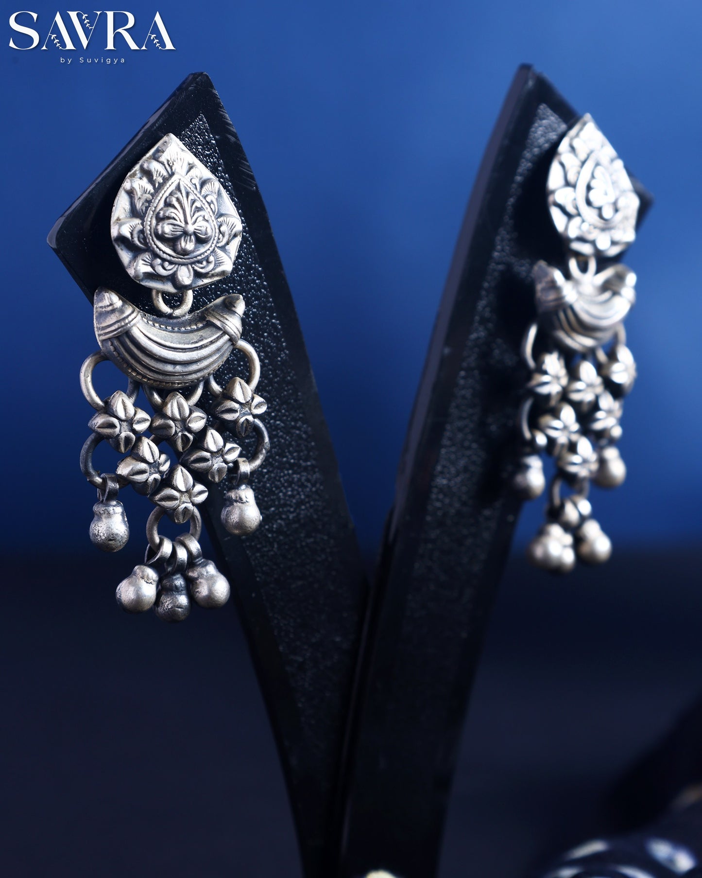 Antique Green Stone Chandbali Drops