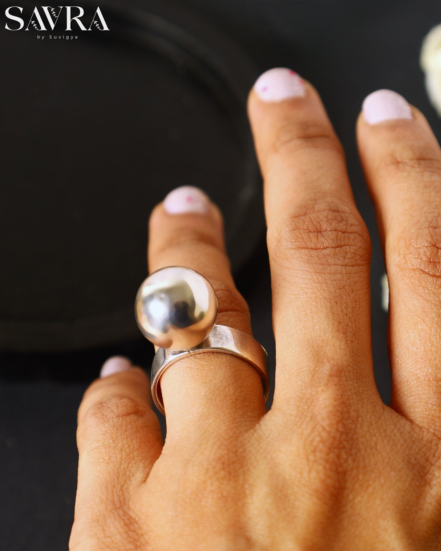 Ornate Oxidized Flower Ring