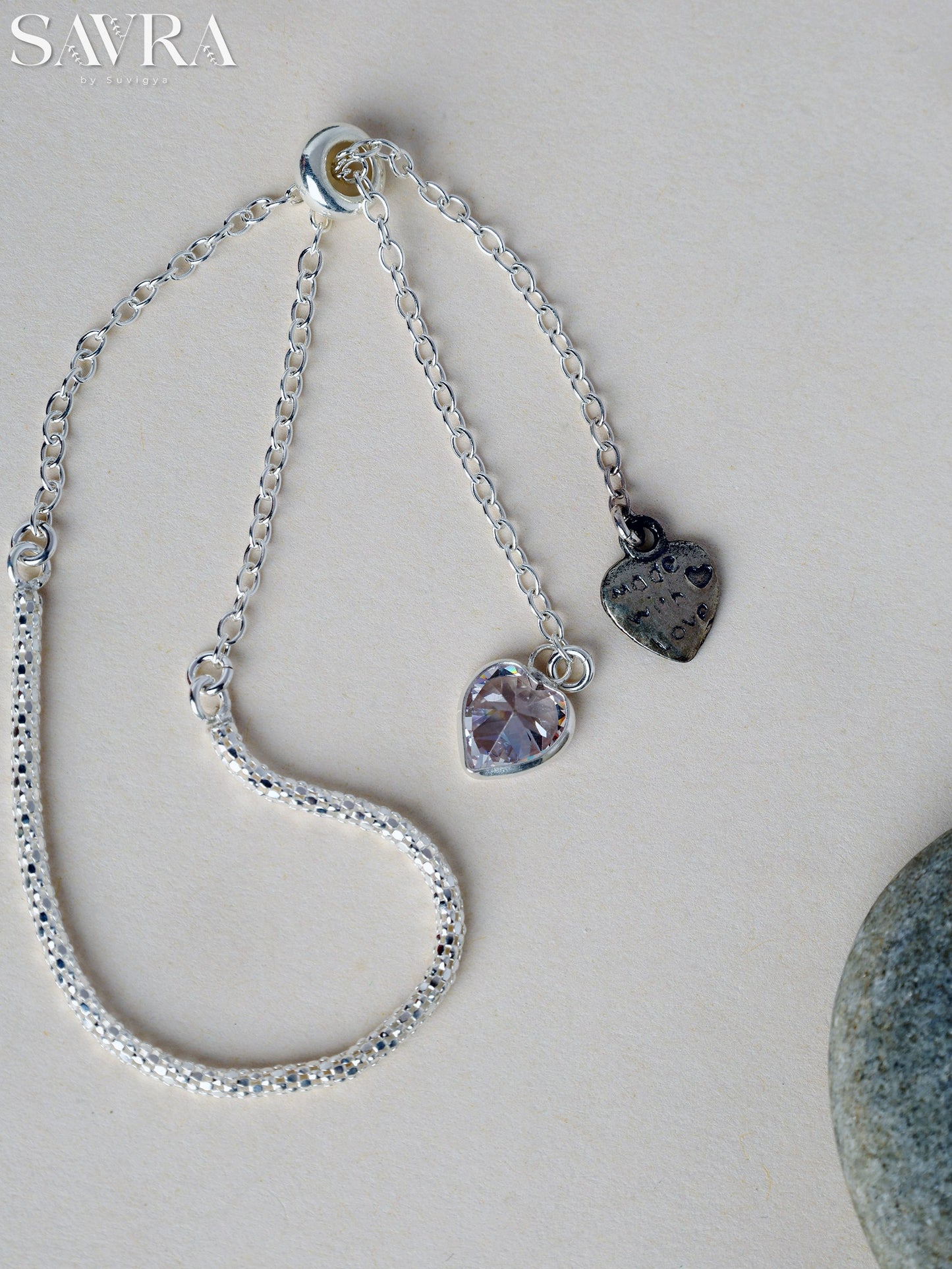 Heart Charm Slider Bracelet