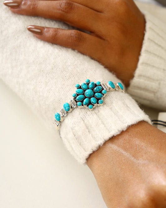 Bohemian Turquoise Flower Bracelet