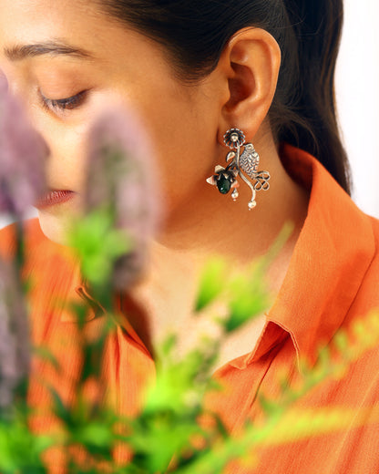 Forest Bird Green Stone Drops