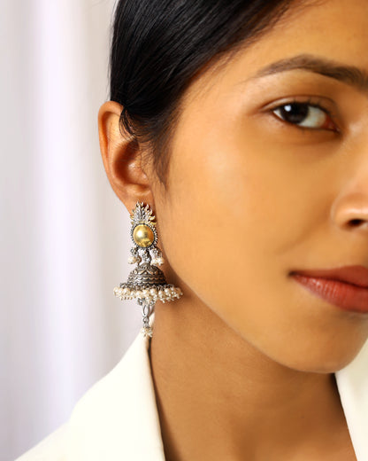 Dual-Tone Golden Dome Jhumkas