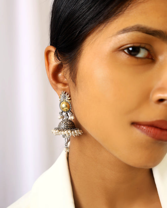 Dual-Tone Golden Dome Jhumkas