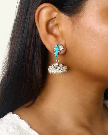 Turquoise Pear Jhumka Drops