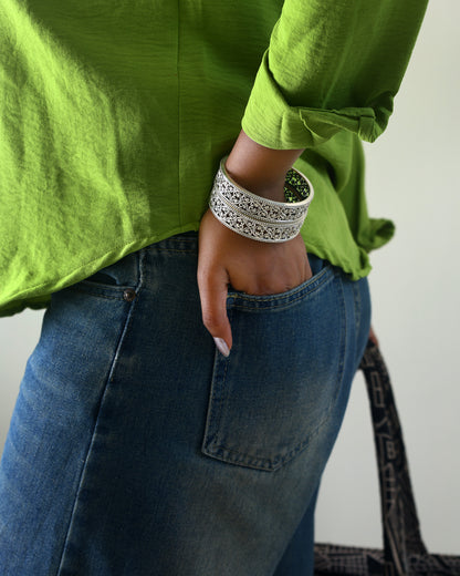 Intricate Filigree Oxidized Bangles Single Piece