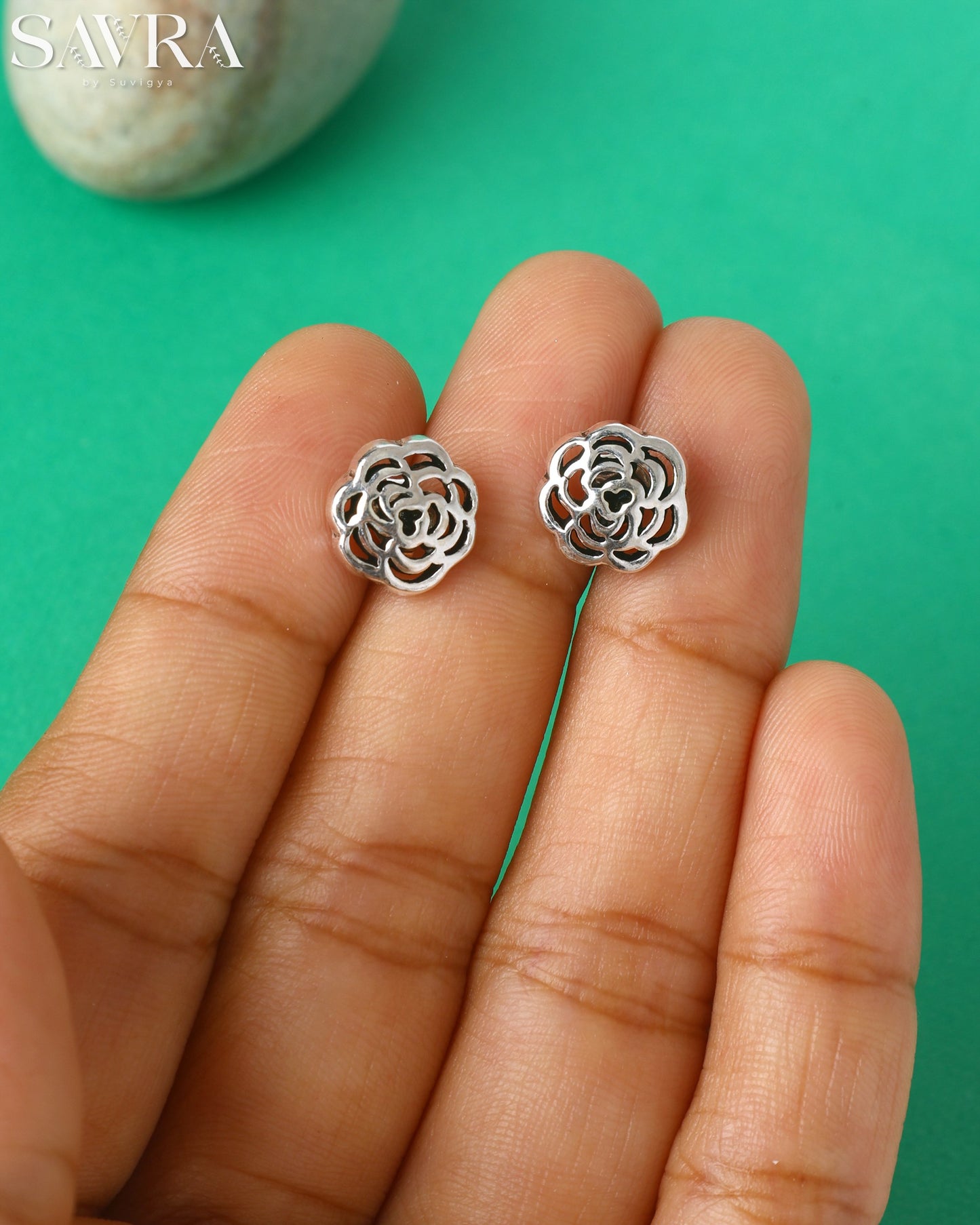Intricate Filigree Rose Studs