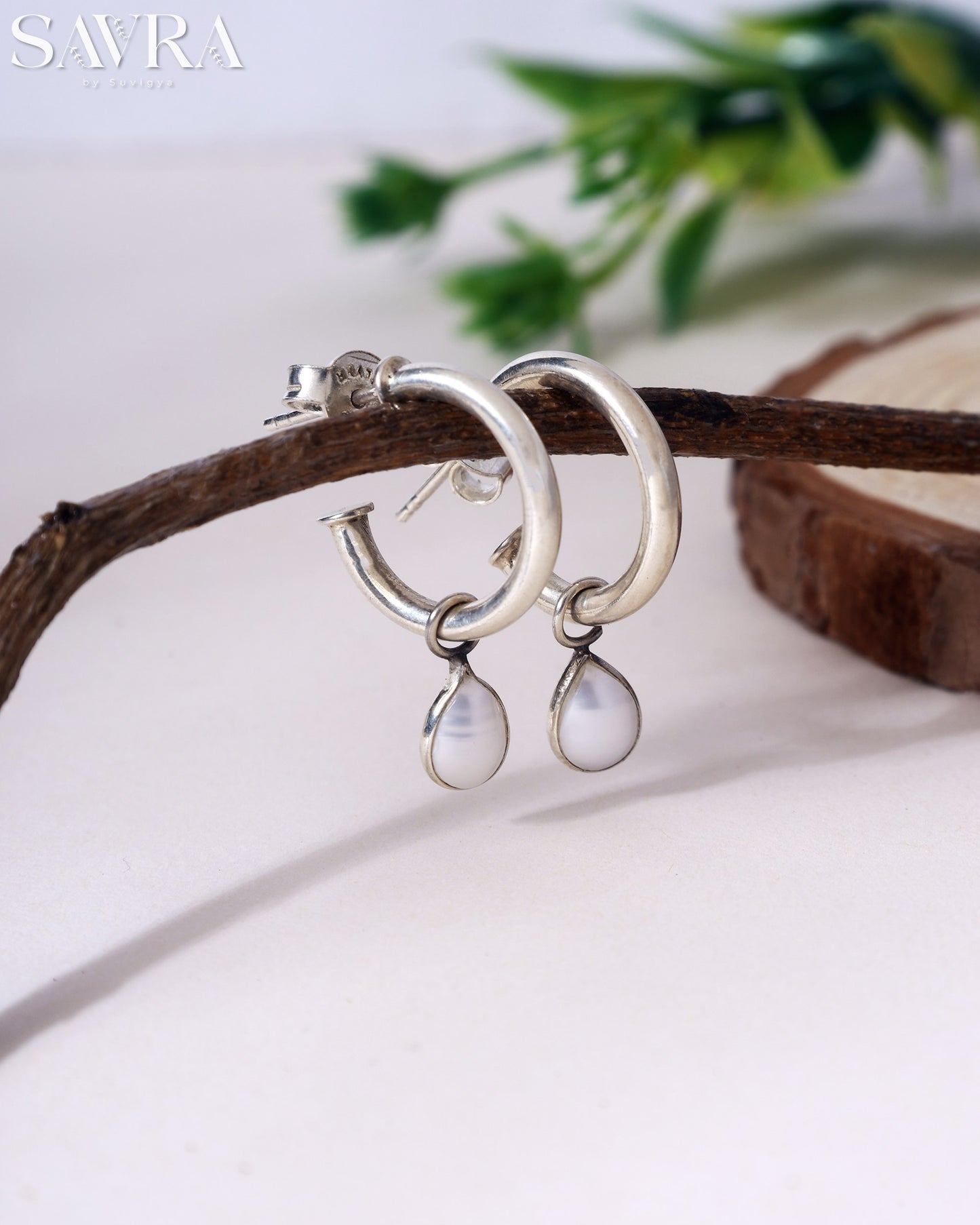 Minimalist Pearl Drop Hoops