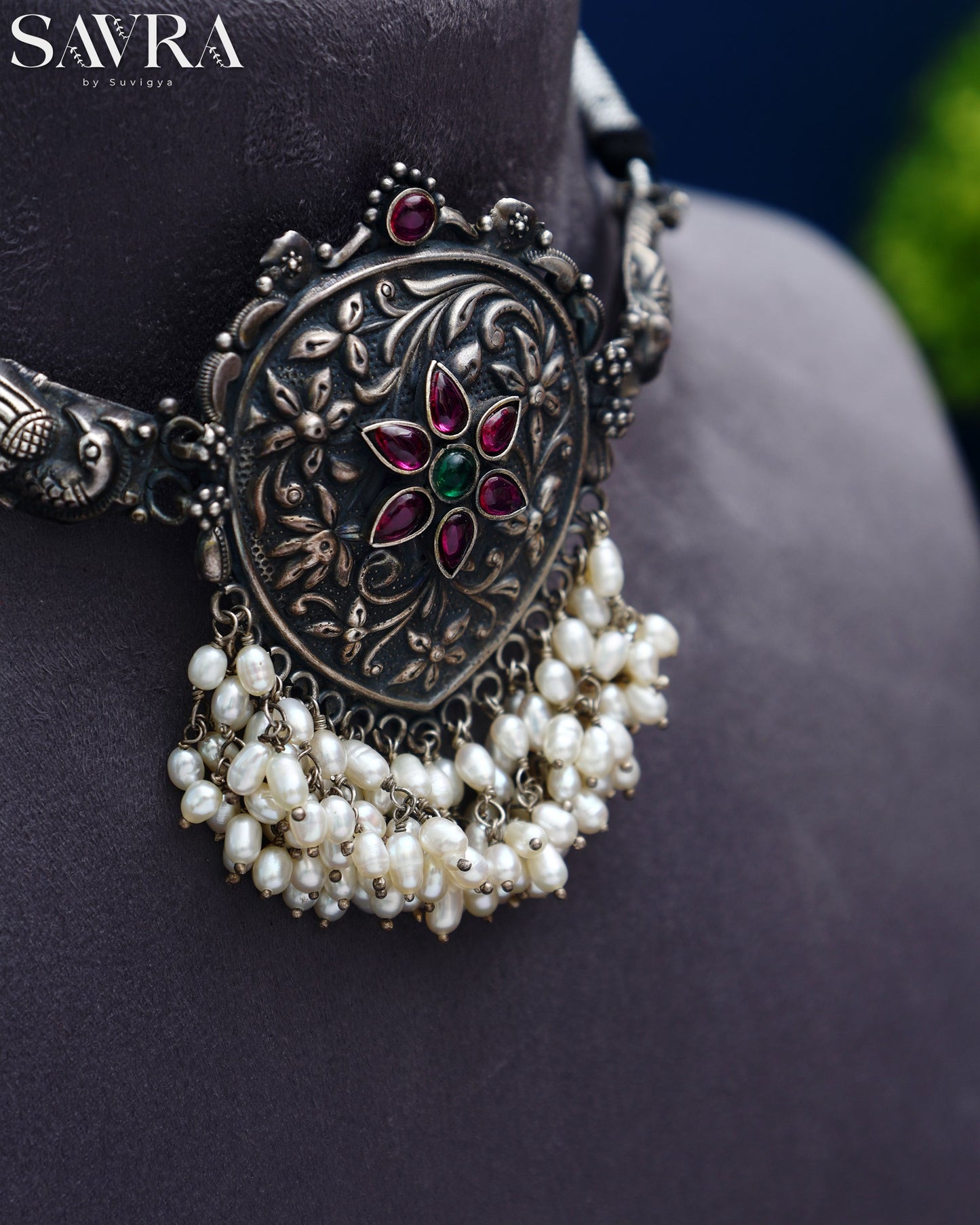 Pearl Drop Floral Choker