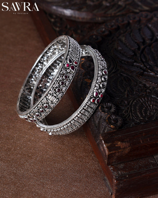 Antique Ruby Stone Studded Bangles Pair