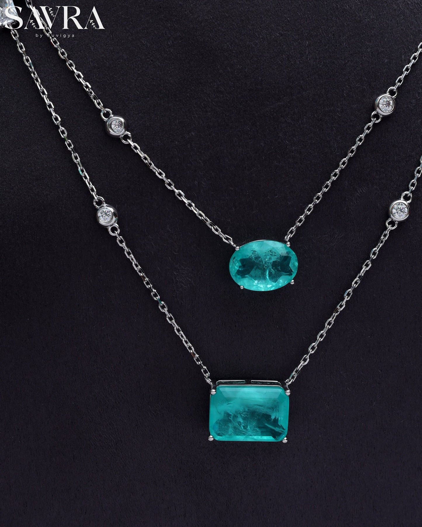 Ocean Blue Crystal Layered Chain