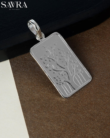 Silver Rectangular Coin Pendant