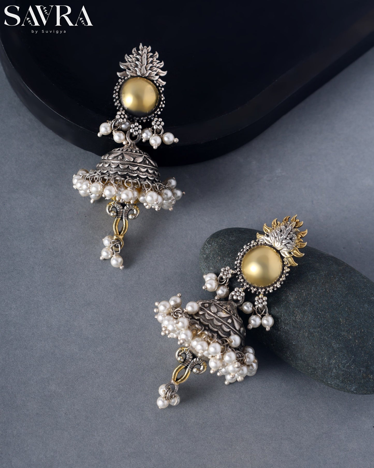Dual-Tone Golden Dome Jhumkas