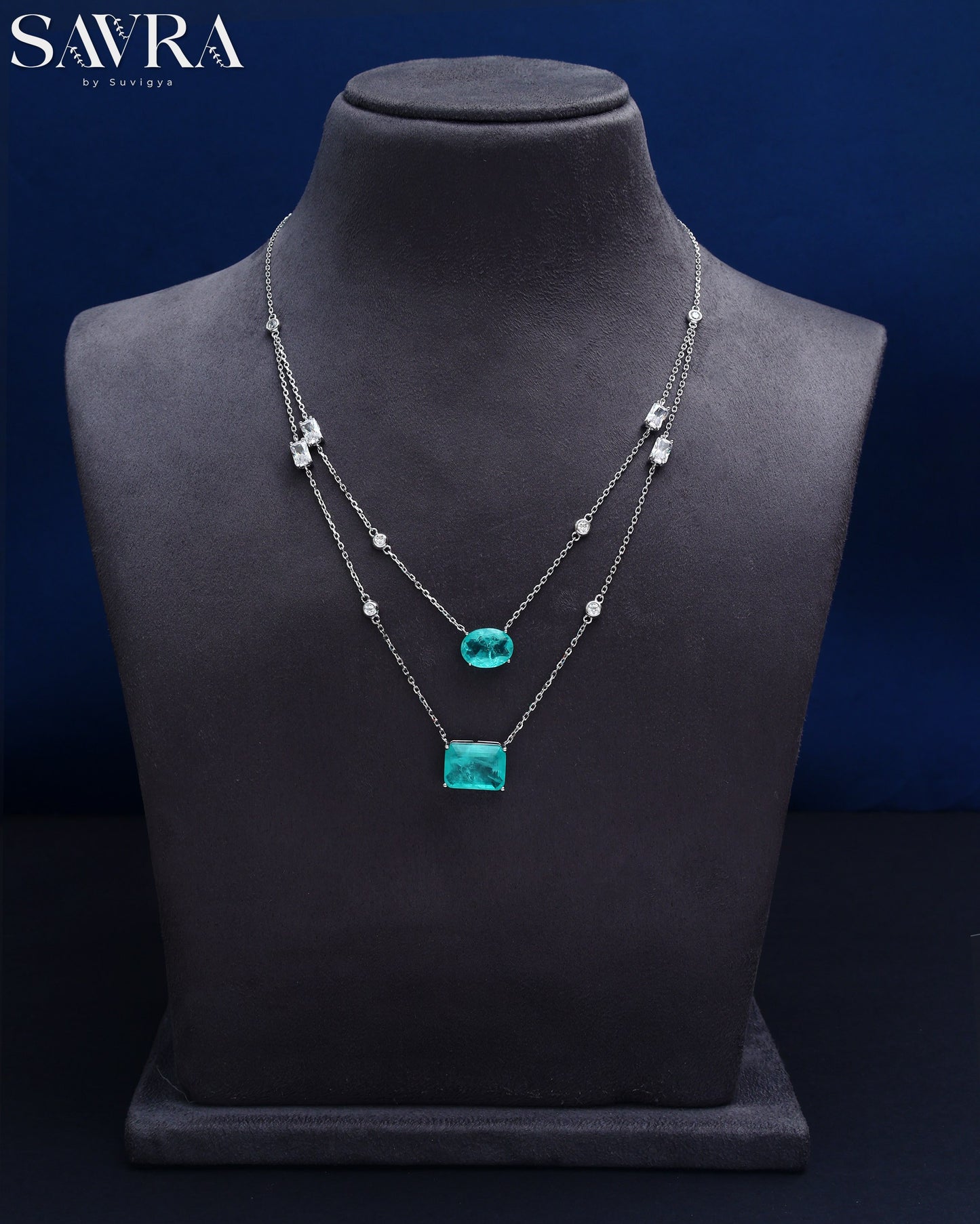 Ocean Blue Crystal Layered Chain