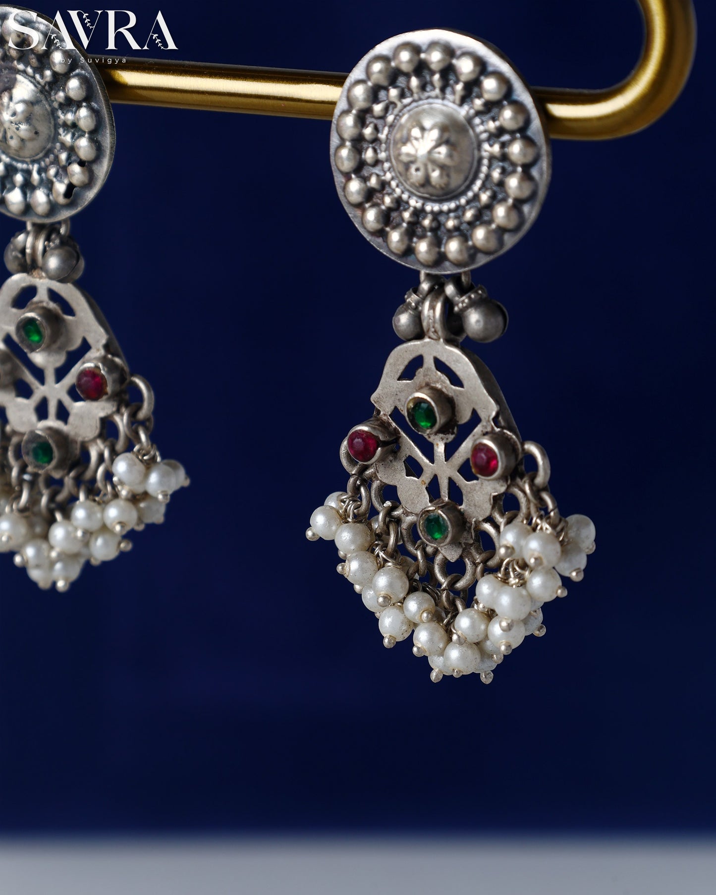 Gemstone and Pearl Cluster Drops