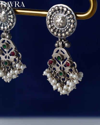 Gemstone and Pearl Cluster Drops