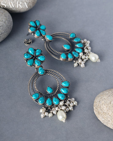 Bohemian Turquoise Hoop Drops