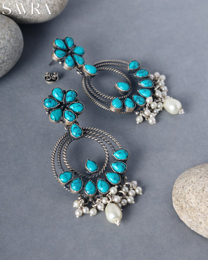 Bohemian Turquoise Hoop Drops