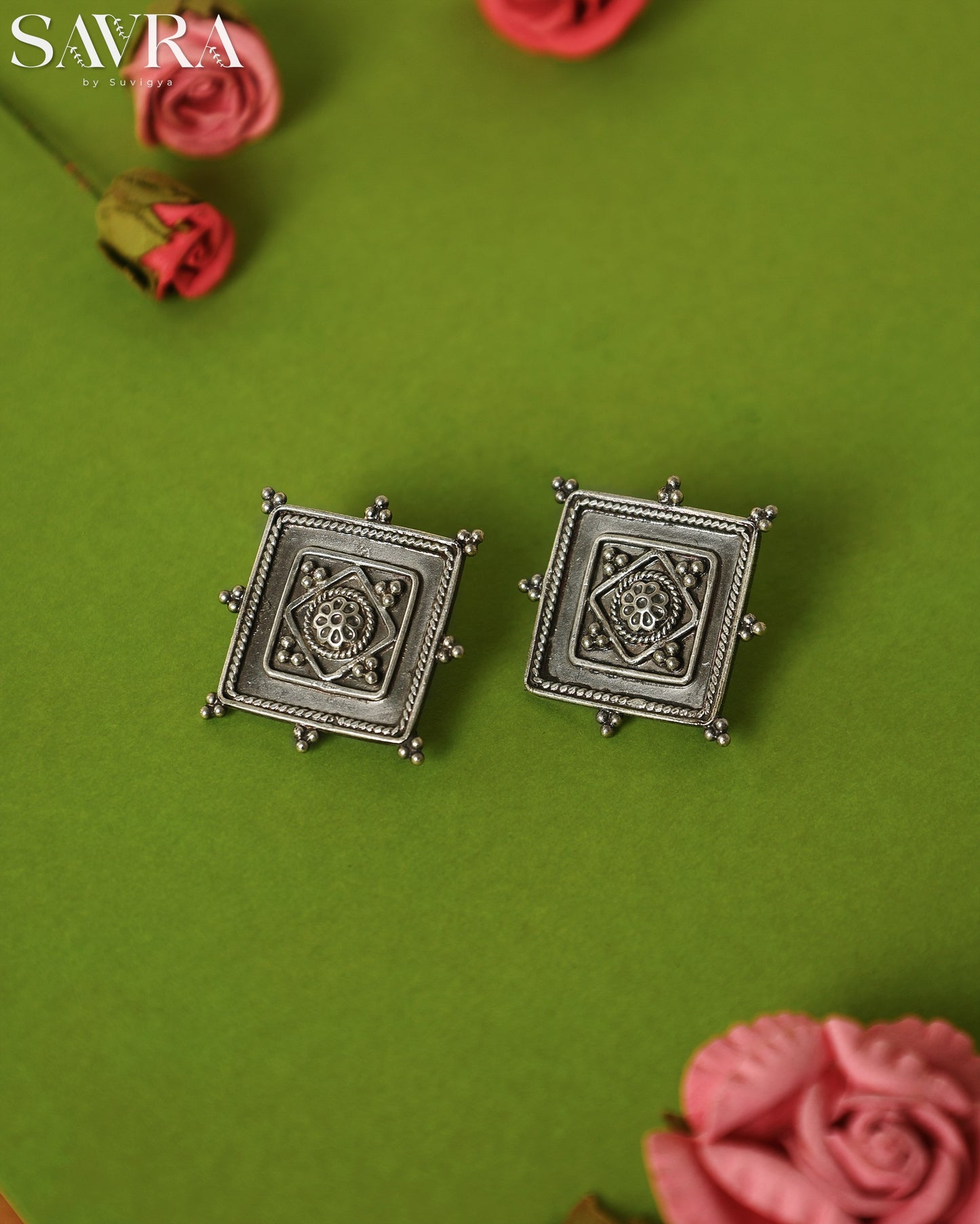 Antique Ruby Teardrop Studs