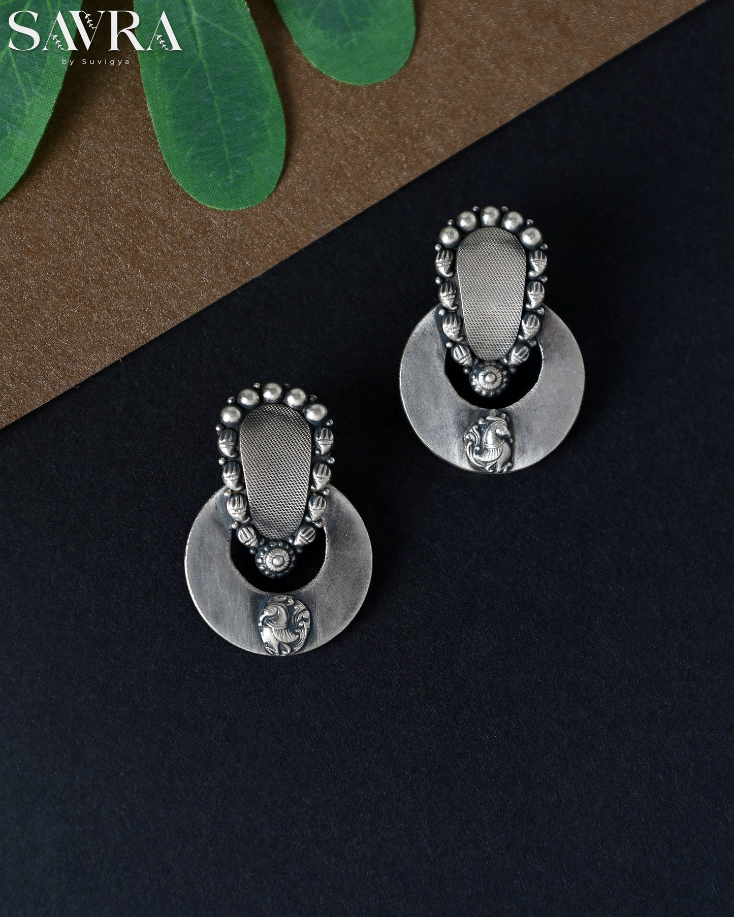 Tribal Silver Disc Drops