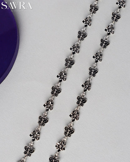 Oxidized Black Flower Anklets