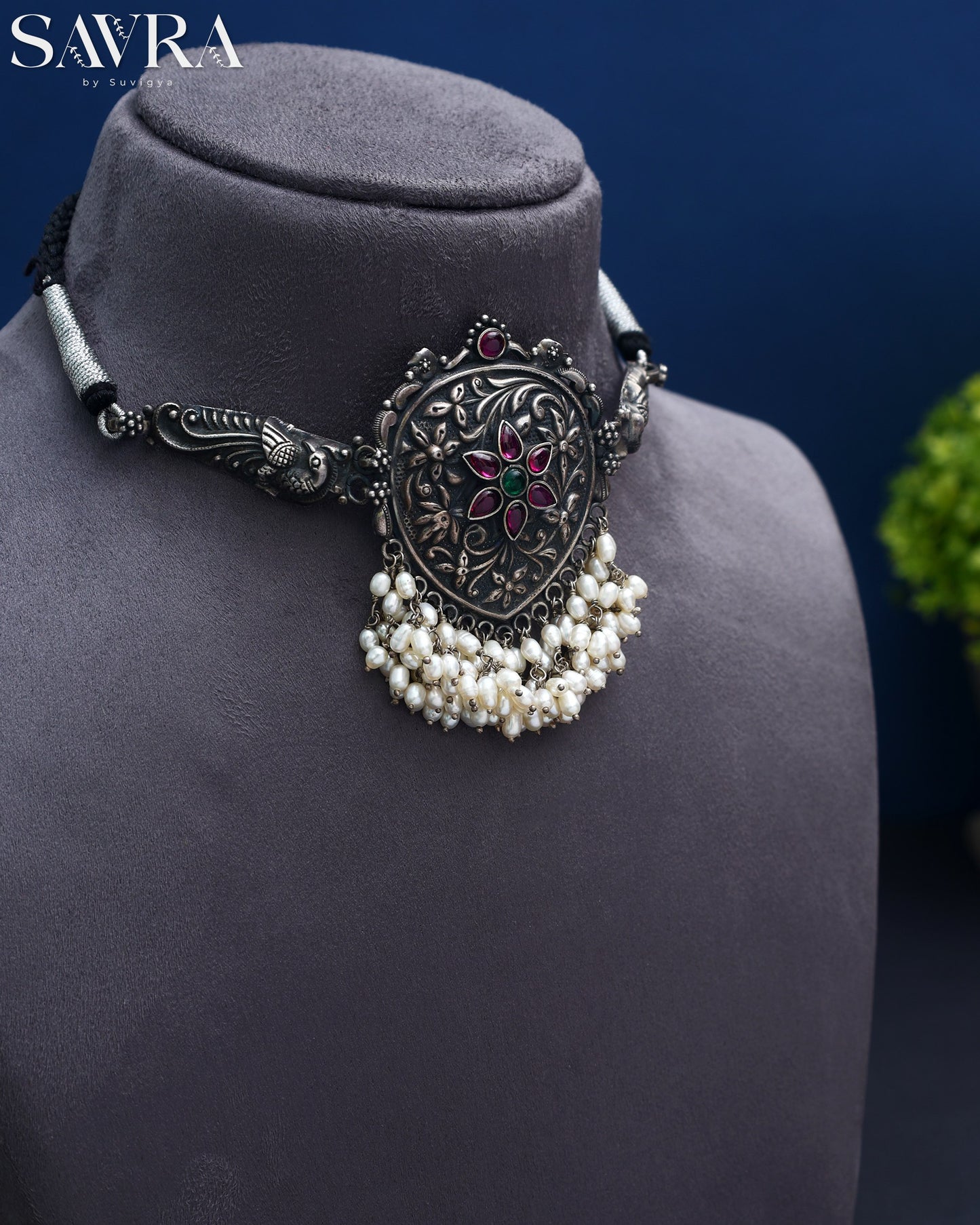 Pearl Drop Floral Choker