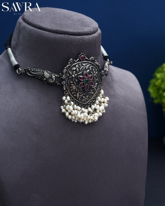 Pearl Drop Floral Choker