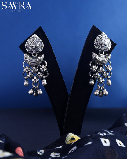 Antique Green Stone Chandbali Drops