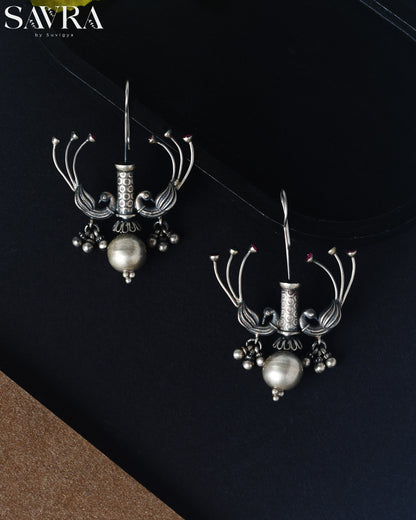 Mayuri Peacock Silver Drops