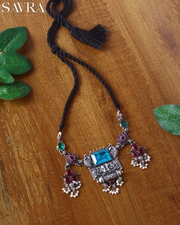 Tribal Blue Elephant Pendant