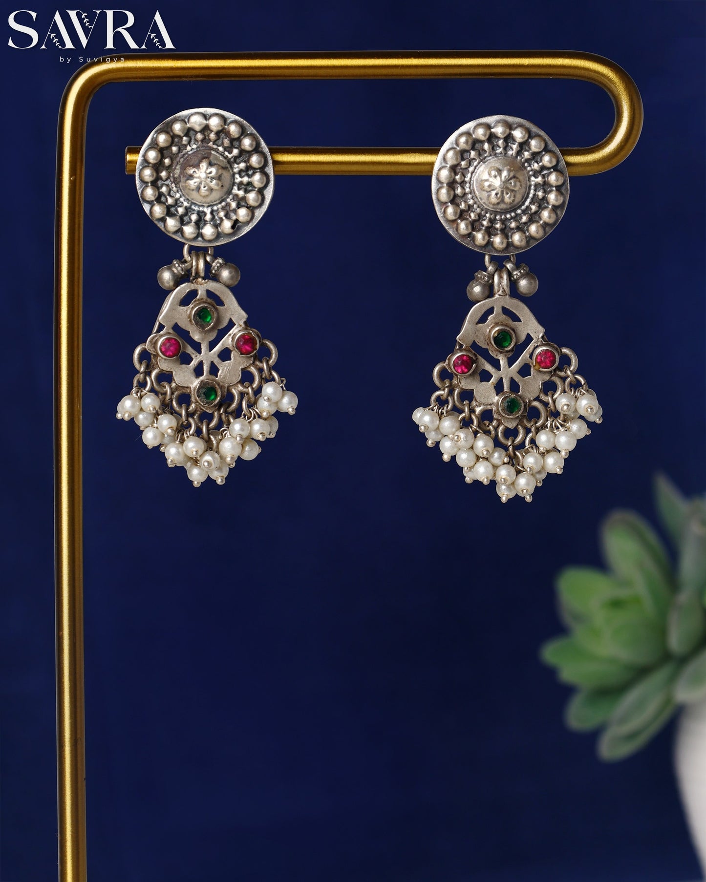 Gemstone and Pearl Cluster Drops