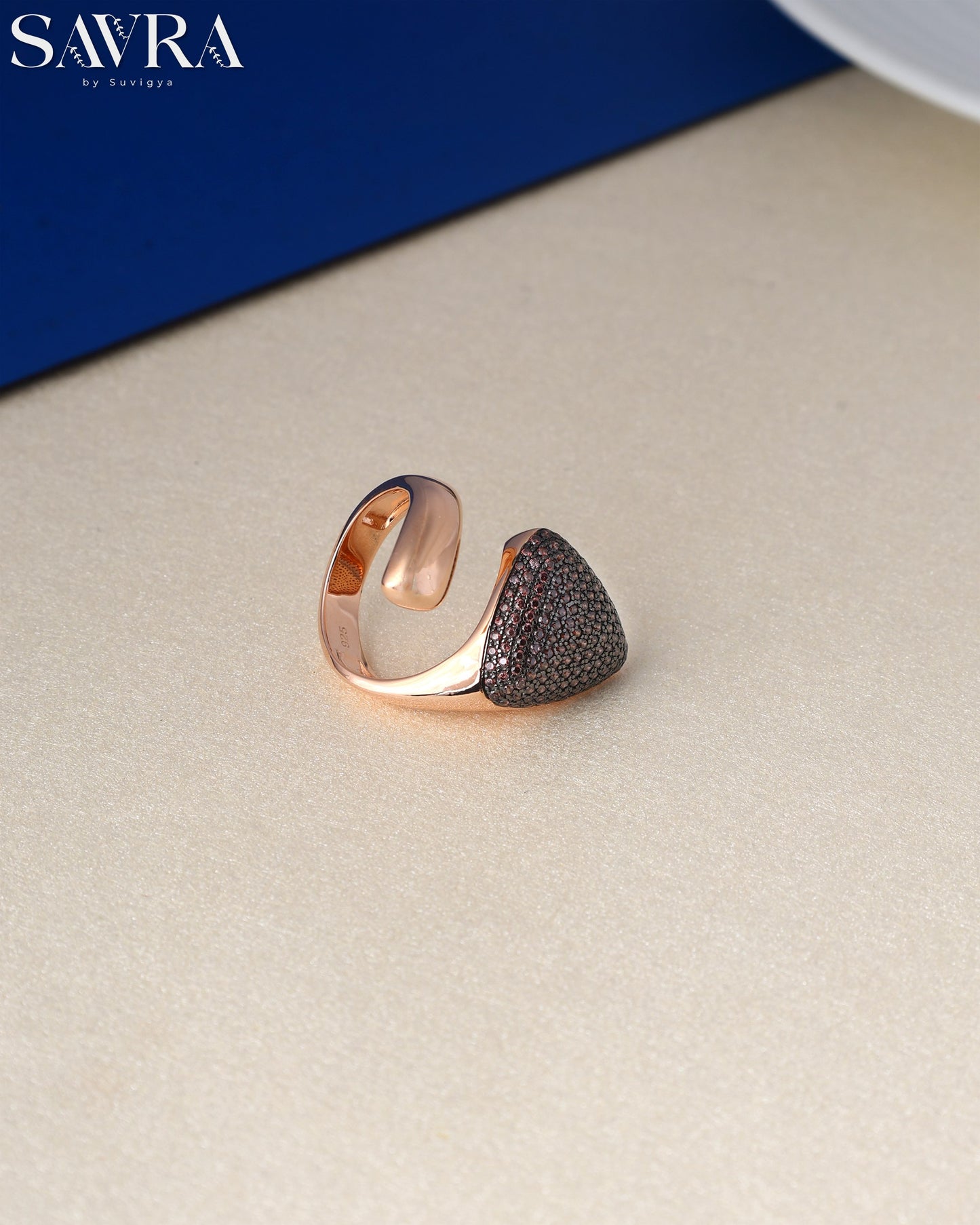 Rose Gold Pave Triangle Ring