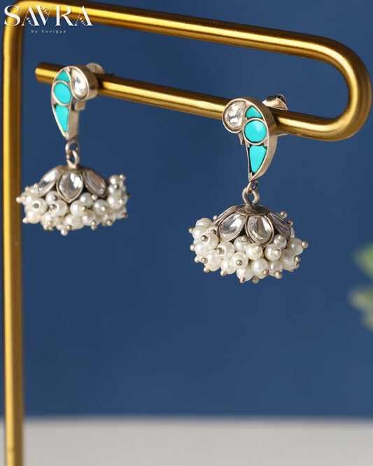 Turquoise Pear Jhumka Drops